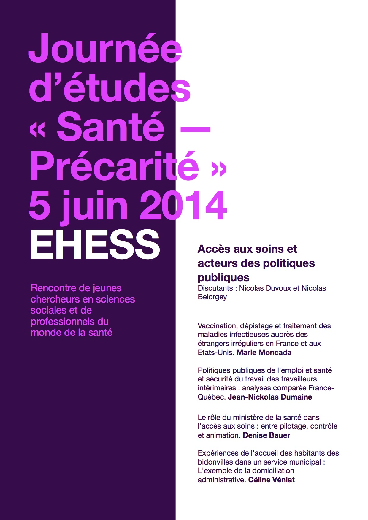 Journée d'études Santé - Précarité > 5 juin 2014