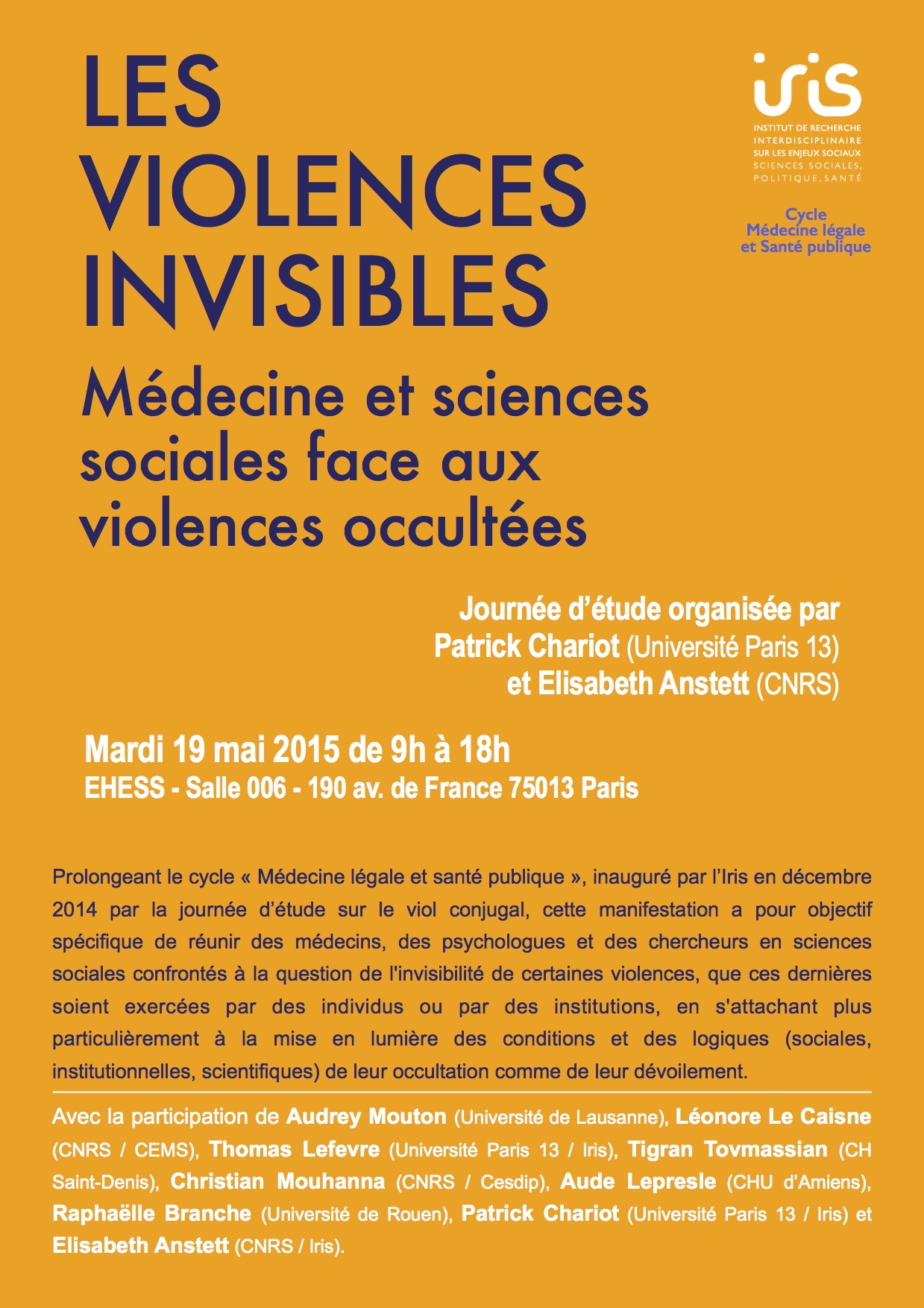 Journée d'études > Les violences invisibles - 19 mai 2015