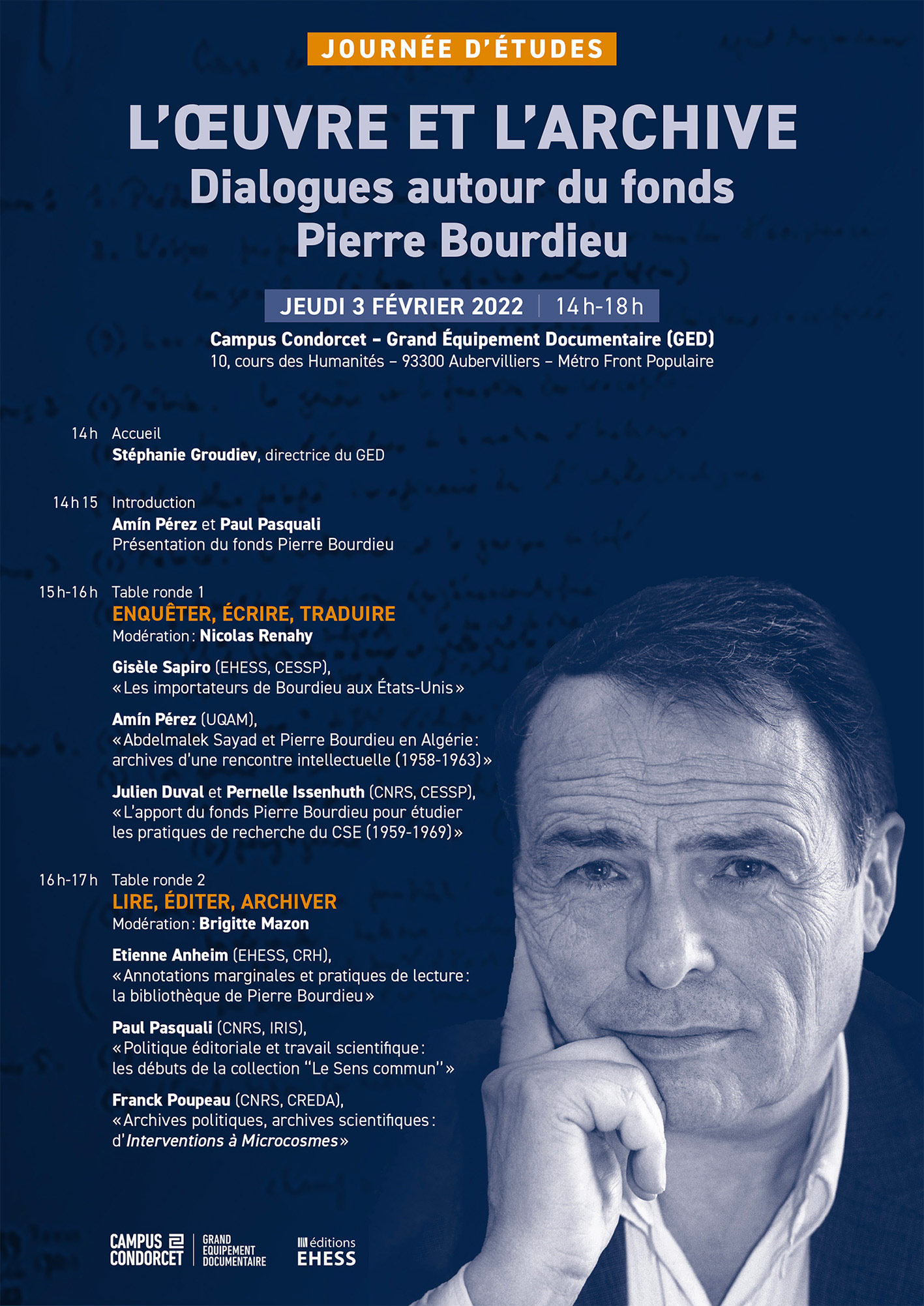 JE > L’œuvre et l'archive : dialogues autour du fonds Pierre Bourdieu – 3 février 2022